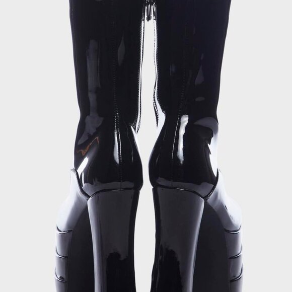 Lamoda " THE BLACK PATENT STALLION "  Platform Boots ( BRAND NEW !!! ) - Picture 3 of 7